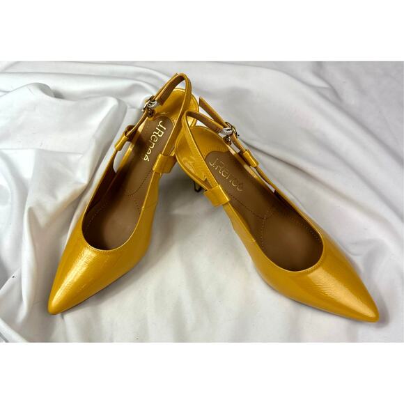 J. Reneé Sirmati Slingback Pointed Toe Pump Marigold Yellow Patent 8.5 - Picture 2 of 16